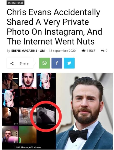 chris evans instagram dick pic|Chris Evans addresses accidental nude leak in the。